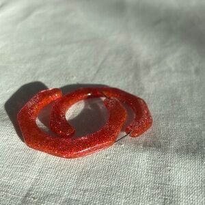 J. Crew acrylic pink glitter hoop earrings